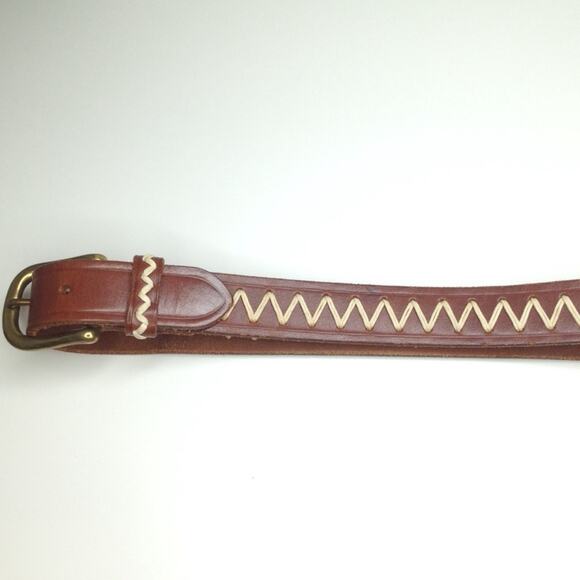 Vintage Leather Belt Western Cowboy Brown Stitching Equestrian Rodeo Size 38 - Picture 4 of 8